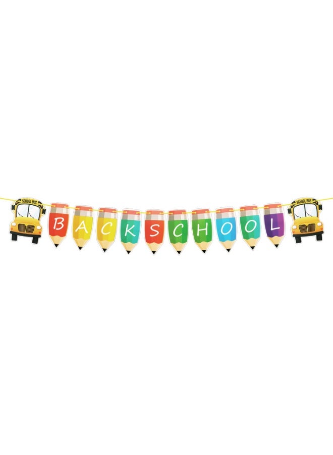 Mordely Back To School Banner, Creative Pencil Banner First Day Of School Banner Welcome Back To School Banner for Classroom Teacher Office School Activities - Image 2